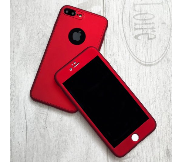 360° kryt Mate silikónový iPhone 7 Plus/8 Plus - červený
